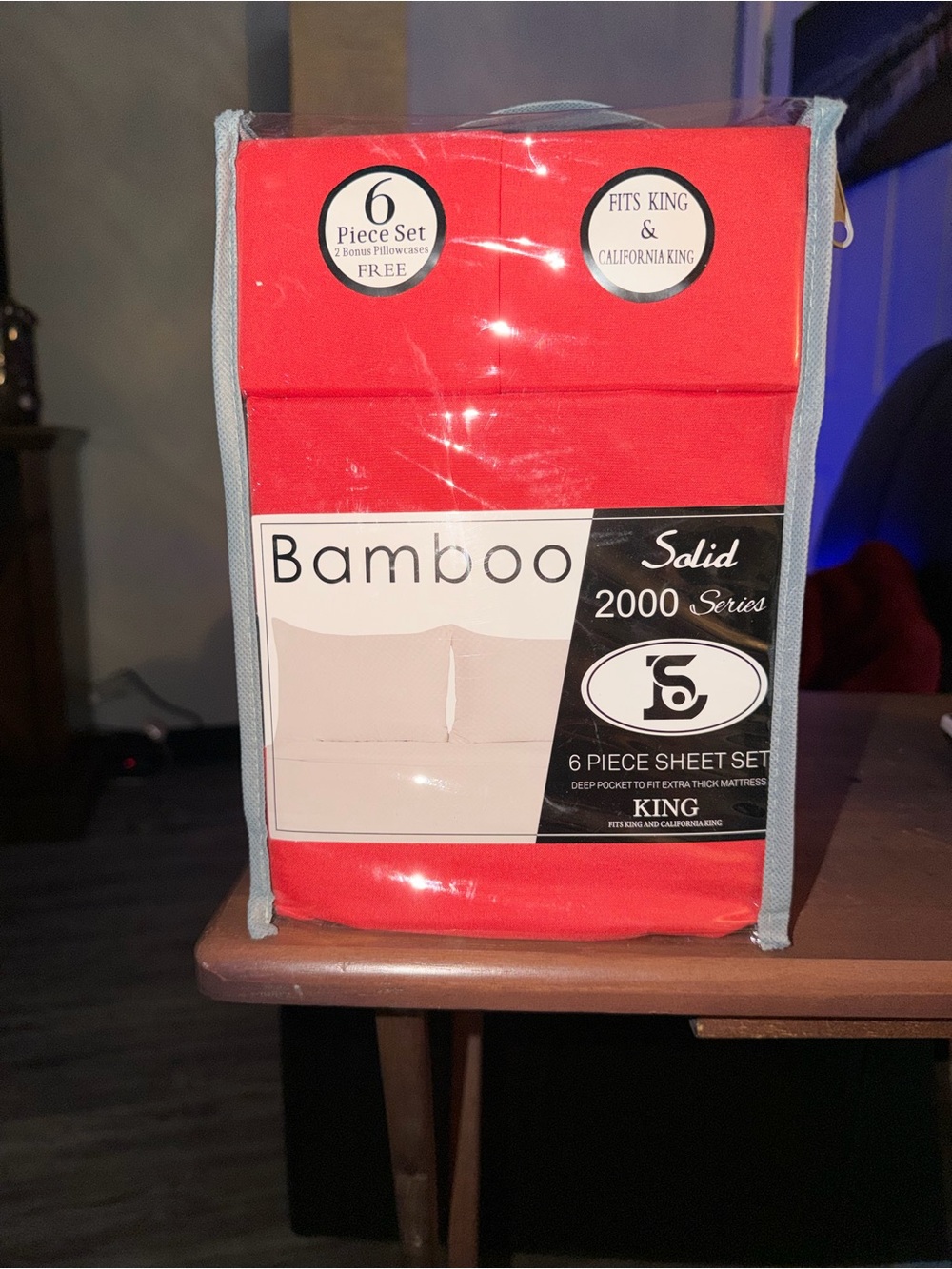 BAMBOO Solid 2000 Series 6 piece King Sheet Set in Red